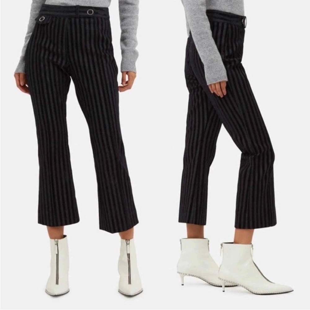 Derek Lam 10 Crosby Striped Crop Flare Dress Pants Navy Stripe Womens Size 8